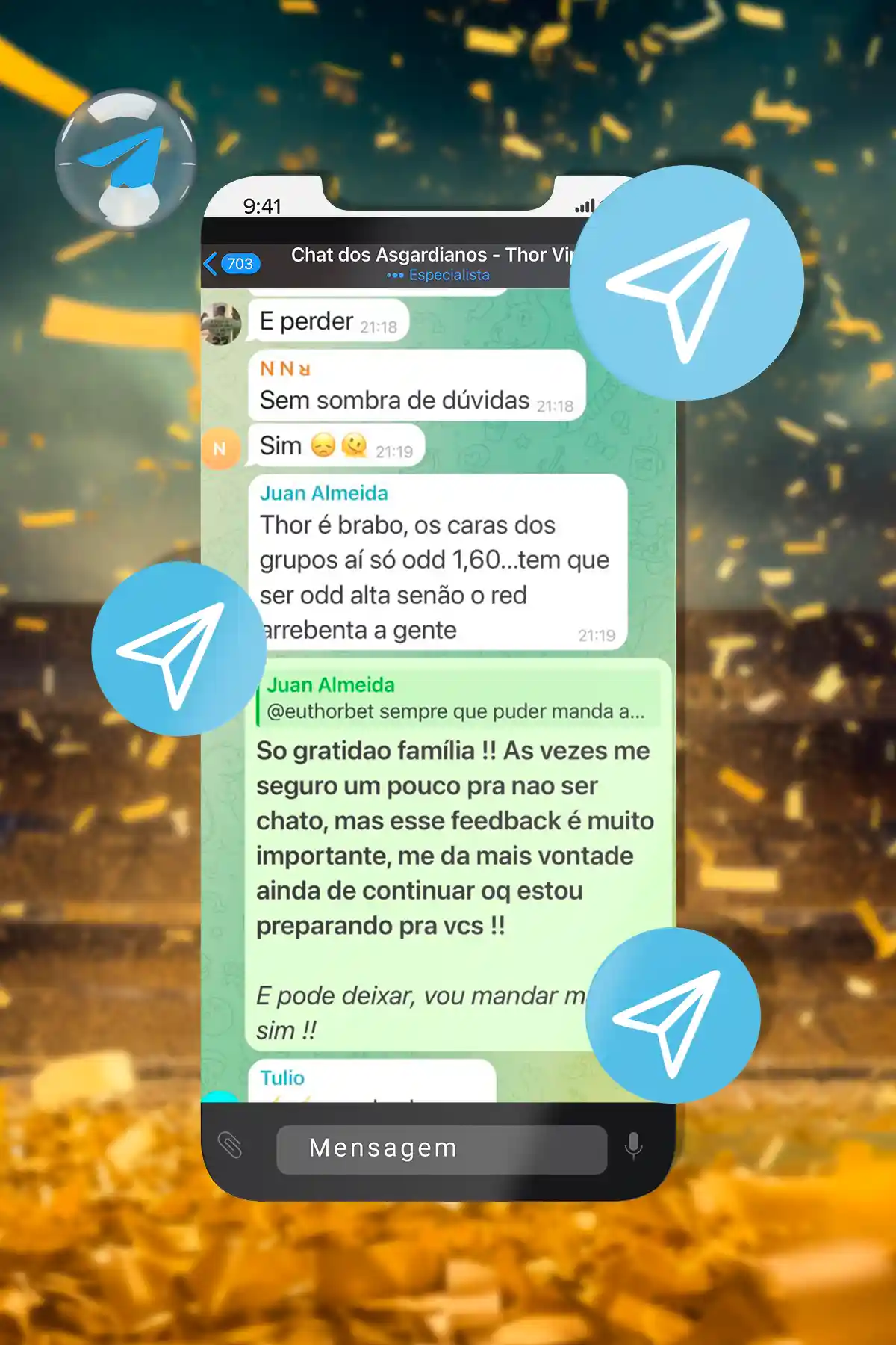 Print de depoimento de um membro da ThorBet